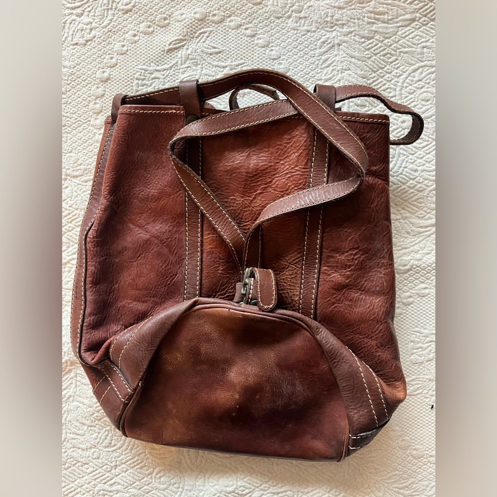 leather bag LARELLA ITALY bucket bag backpack w/ straps Italian vintage - Picture 9 of 17